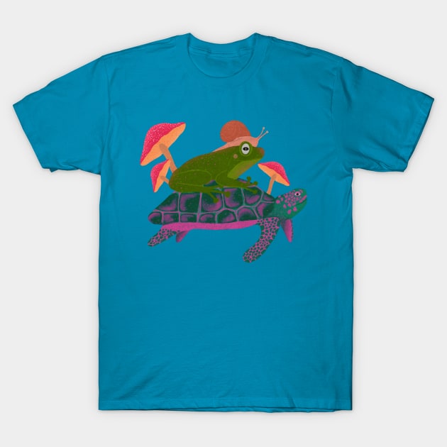 Turtle Frog & snail T-Shirt by Pinky's Studio 